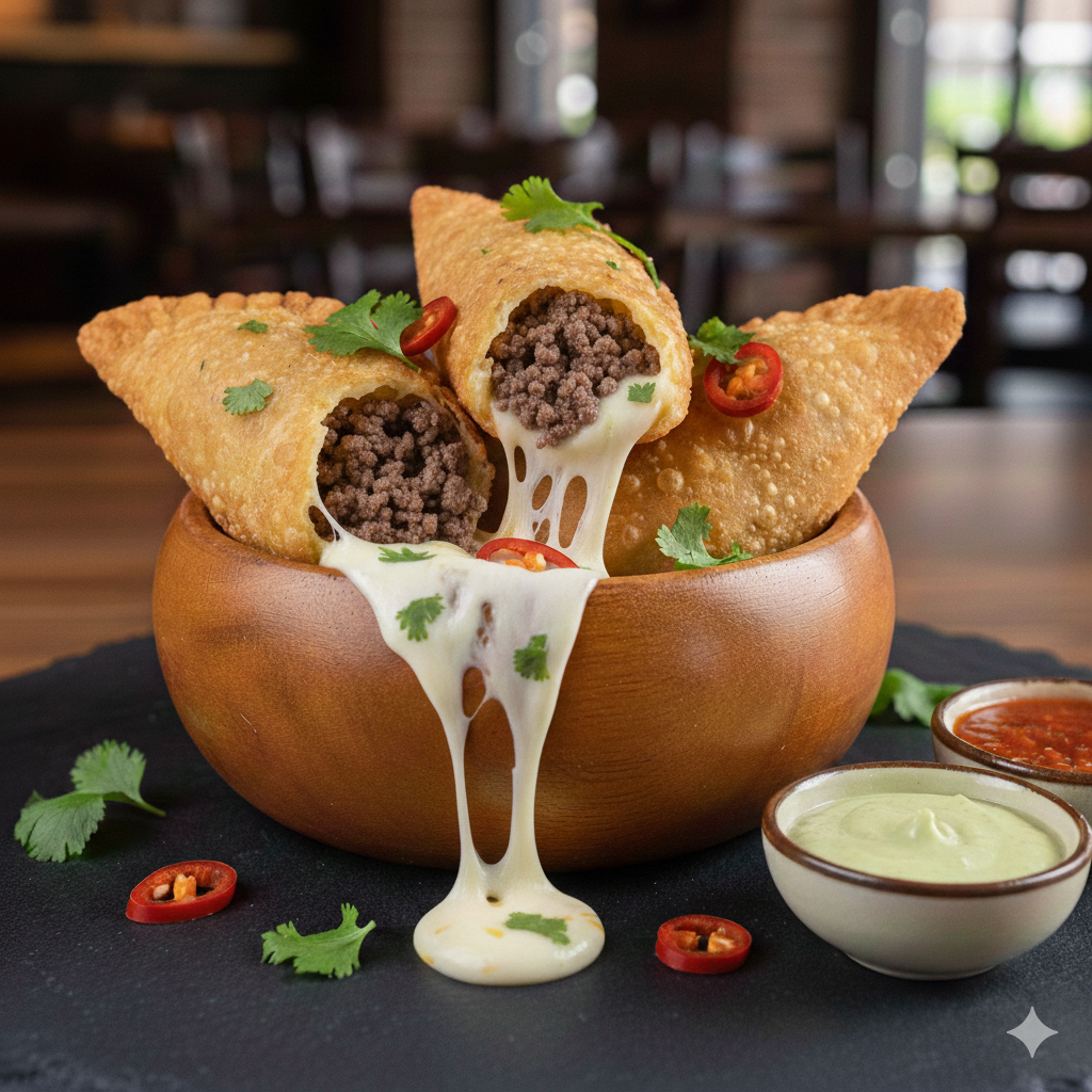 Cheese and Ground Beef Empanadas - Appetizer - Roll21 Sushi Los Ángeles Chile