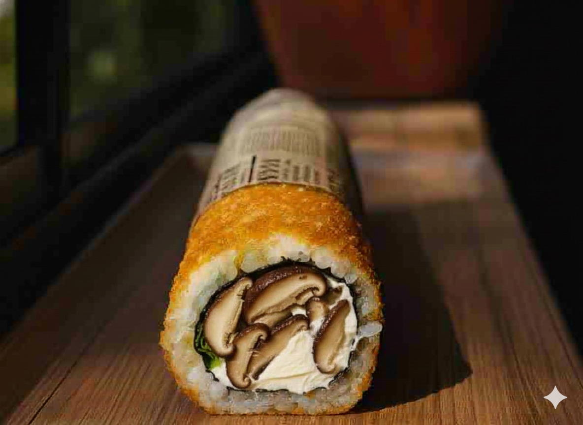 Handrolls Champiñon, queso y cebollin - Handrolls Veggie - Roll21 Sushi Los Ángeles Chile