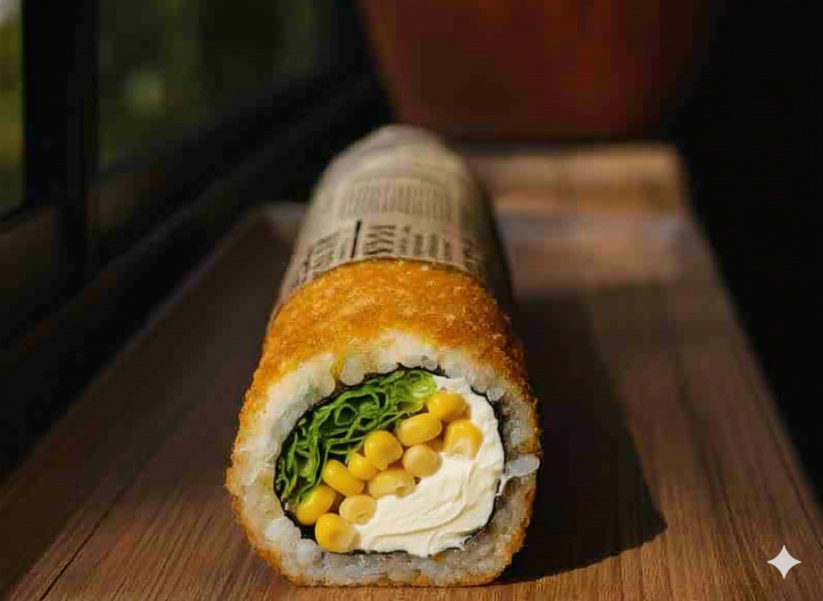 Handrolls choclo, queso y cebollin - Handrolls Veggie - Roll21 Sushi Los Ángeles Chile